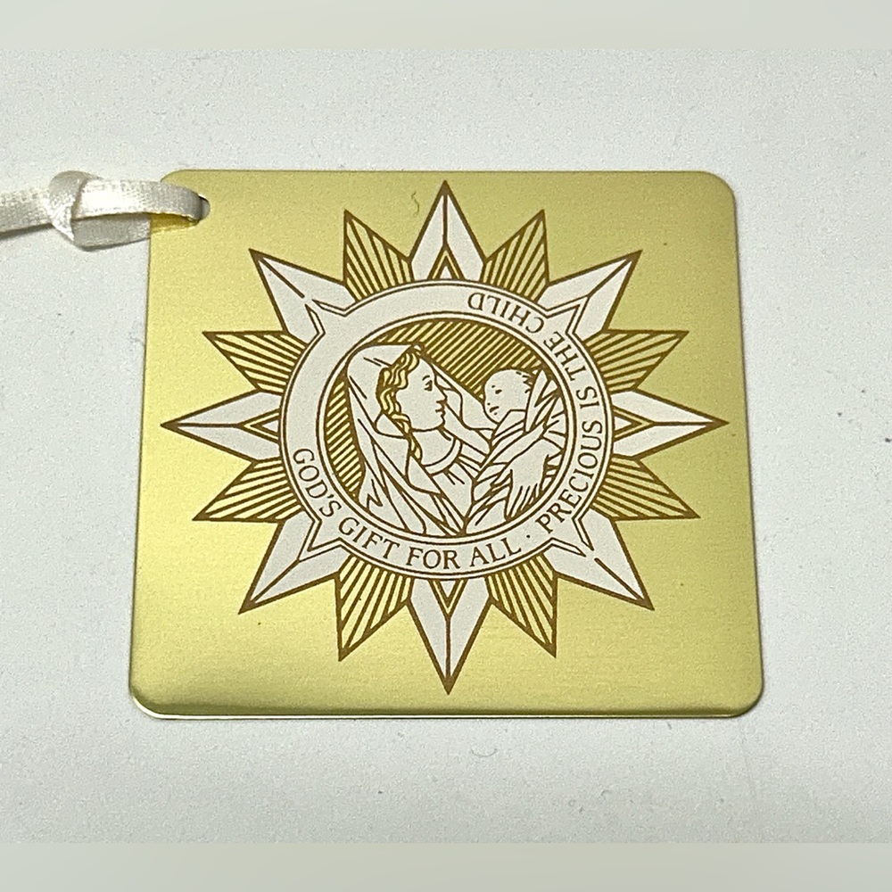 1980s Vtg ‘GOD’S GIFT TO ALL - PRECIOUS IS THE CHILD’ Metal Christmas Ornament